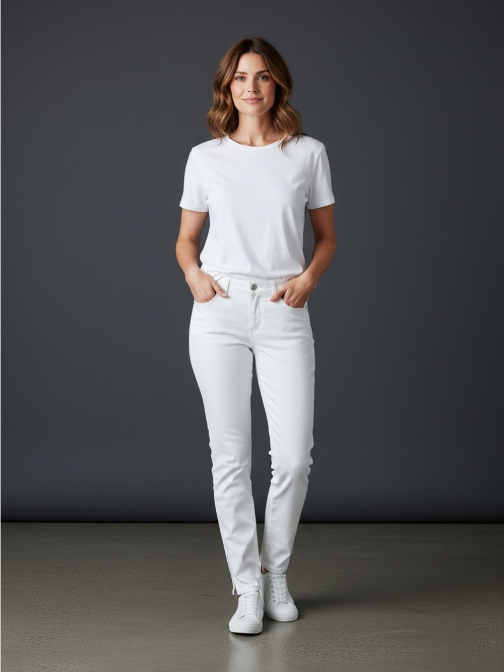 White House Black Market White Jeans with Ankle Zipper